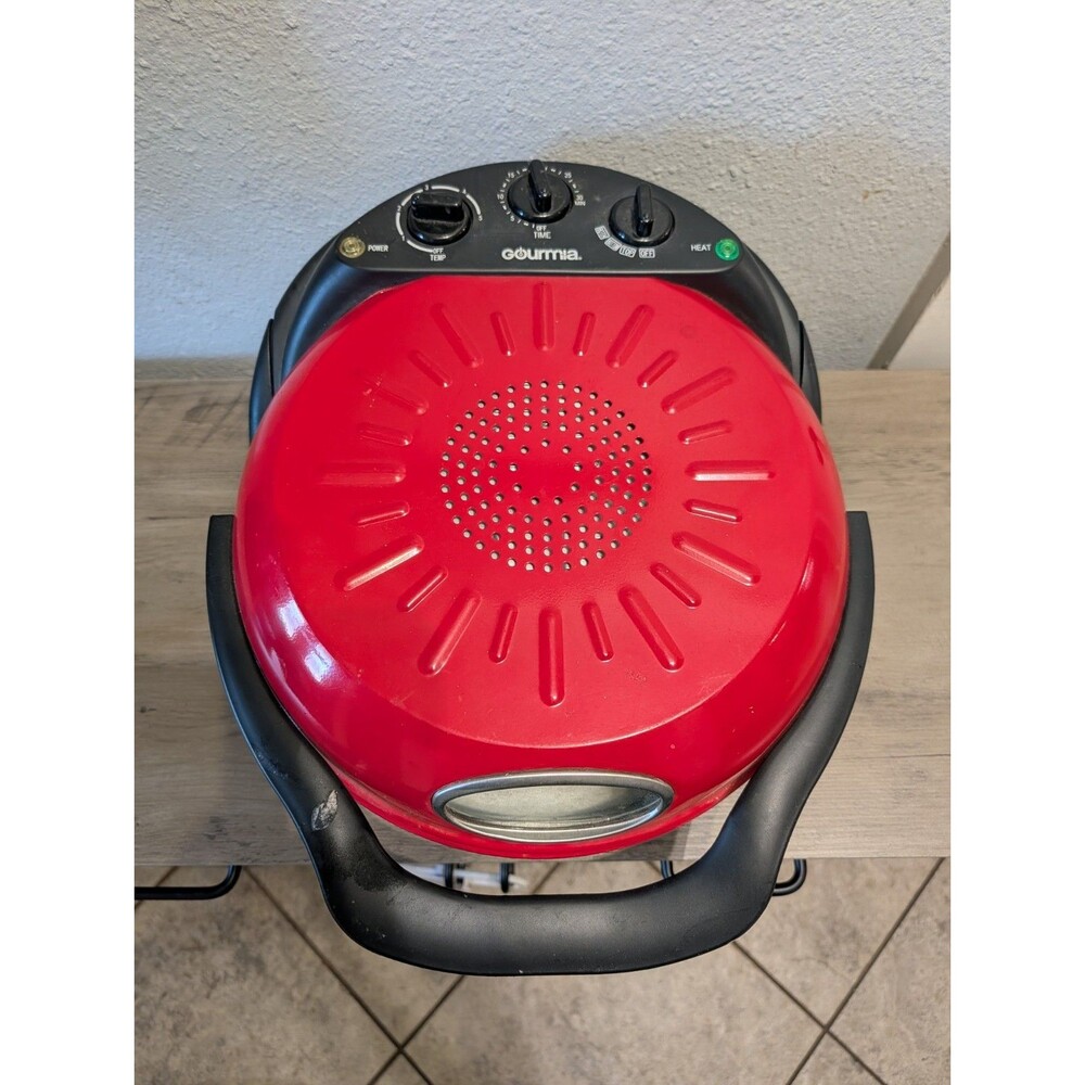 Gourmia GPM1300 Countertop Pizza Maker Oven Red Tested Working Missing Tray